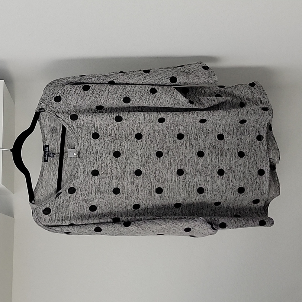 Olivia Blu - Gray Sweater with Black Polk Dots  - 2x
